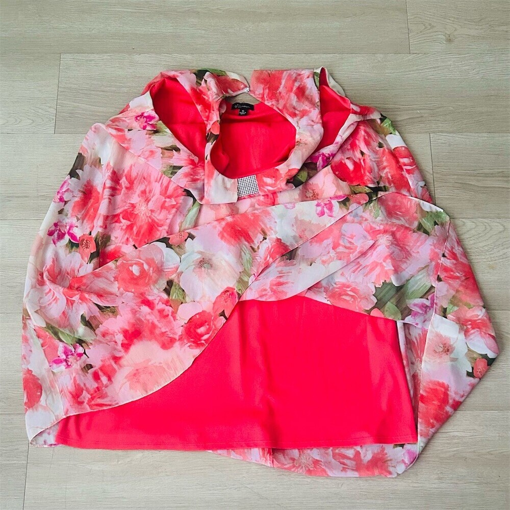 S. Levine Dress Womens Size 16 Pink Floral Sleeveless A-Line Shift Knee - Picture 7 of 9